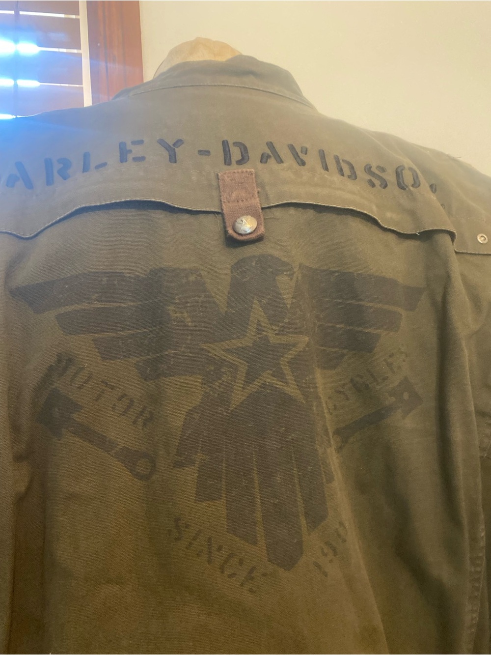 Harley Davidson Mens XL Canvas Military Style Jacket With Removable Vest
